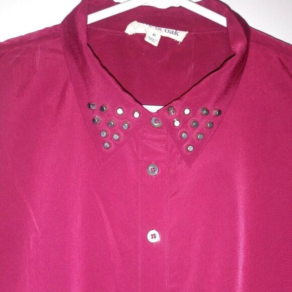Anthropologie Olive & Oak cocktail Dress Studded collar Burgundy keyhole back - Picture 3 of 9